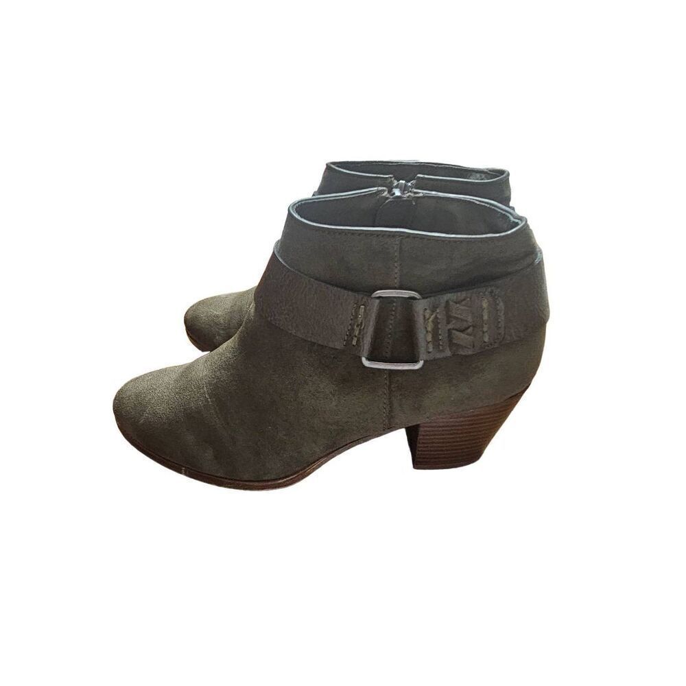 LimeLight Jessie Women Ankle Bootie Olive Green Size 7 Heel Block 2.5" EUC